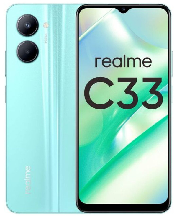 Купить Смартфон realme C33 4/64 ГБ RU, Dual nano SIM, голубой